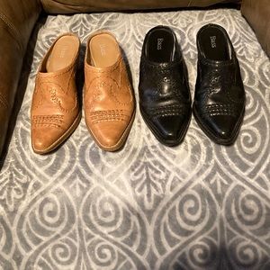 Two Pairs                                    Cowboy Boot style mules size 7